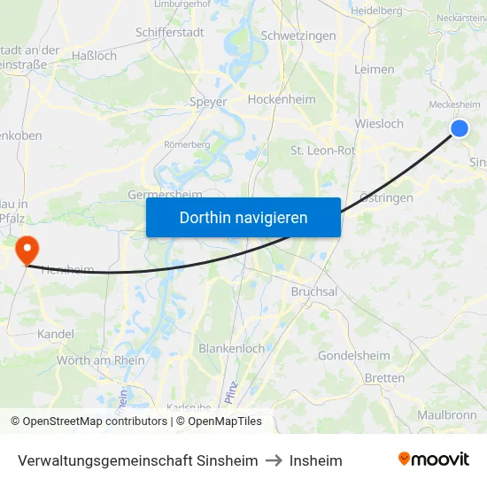 Verwaltungsgemeinschaft Sinsheim to Insheim map