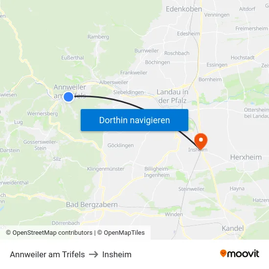 Annweiler am Trifels to Insheim map