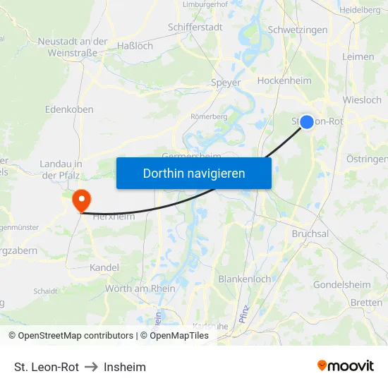 St. Leon-Rot to Insheim map