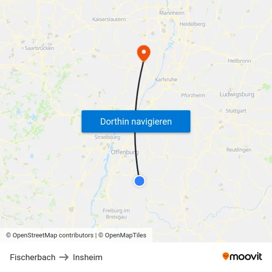 Fischerbach to Insheim map