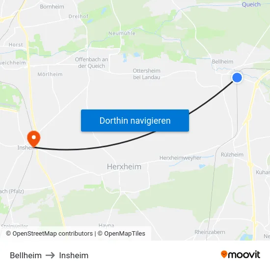 Bellheim to Insheim map