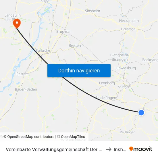 Vereinbarte Verwaltungsgemeinschaft Der Stadt Nürtingen to Insheim map
