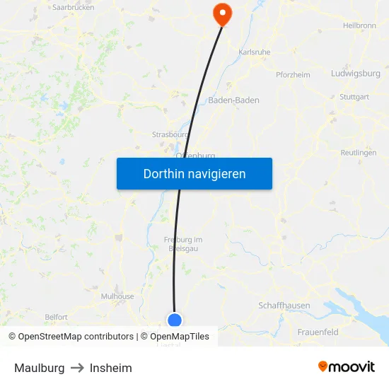 Maulburg to Insheim map