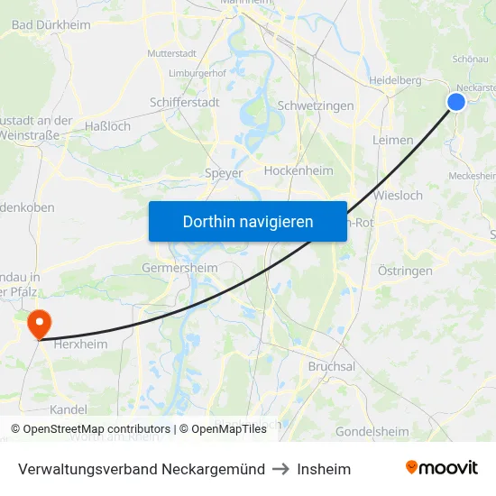 Verwaltungsverband Neckargemünd to Insheim map