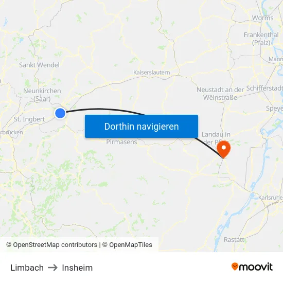 Limbach to Insheim map