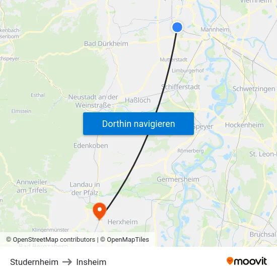 Studernheim to Insheim map