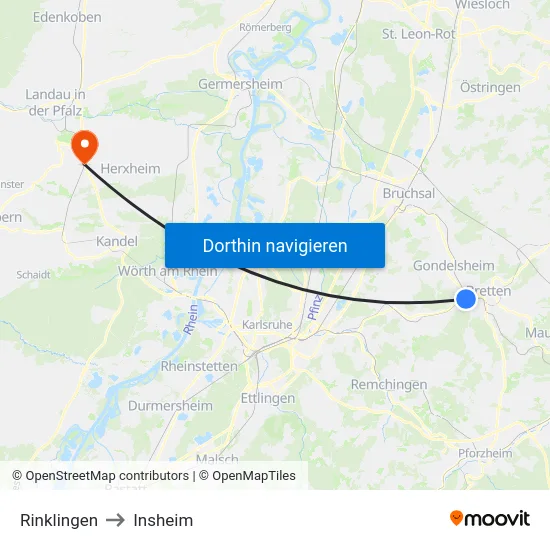 Rinklingen to Insheim map