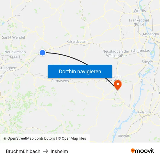 Bruchmühlbach to Insheim map