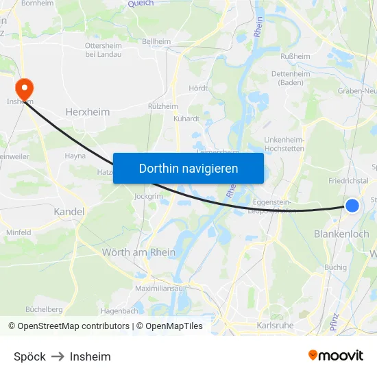Spöck to Insheim map
