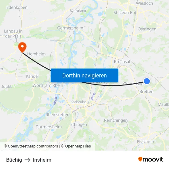 Büchig to Insheim map