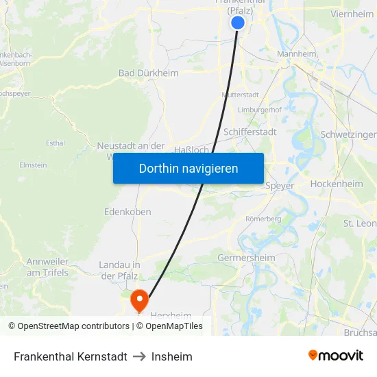 Frankenthal Kernstadt to Insheim map