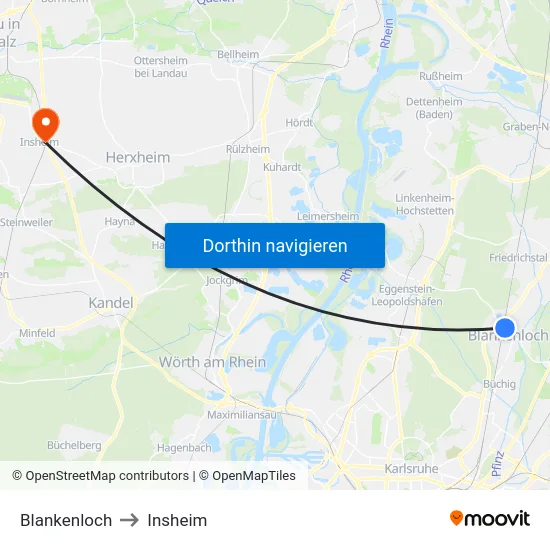 Blankenloch to Insheim map