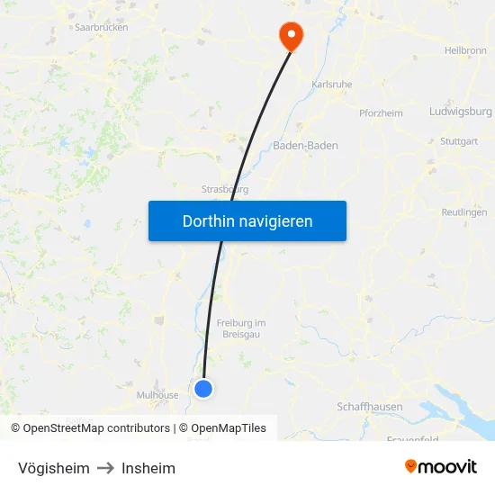 Vögisheim to Insheim map