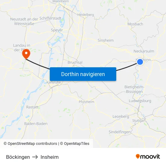 Böckingen to Insheim map