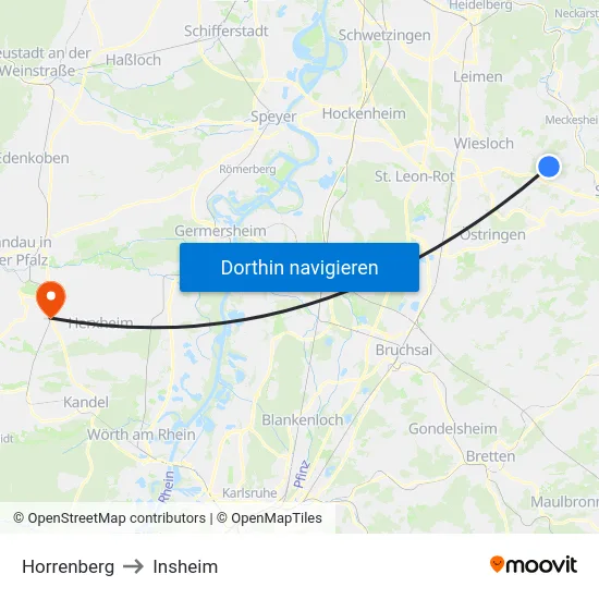 Horrenberg to Insheim map