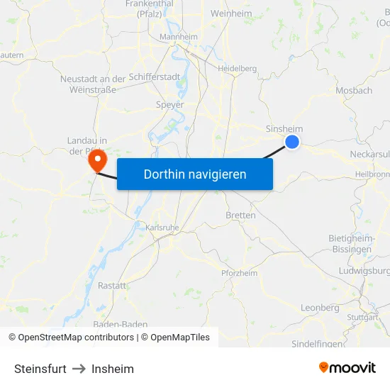 Steinsfurt to Insheim map