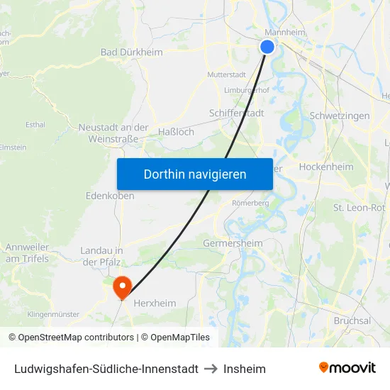 Ludwigshafen-Südliche-Innenstadt to Insheim map