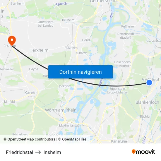 Friedrichstal to Insheim map