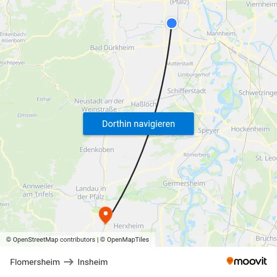 Flomersheim to Insheim map