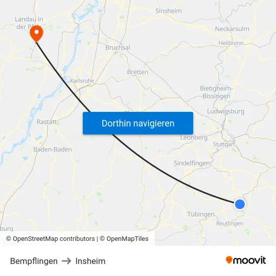 Bempflingen to Insheim map
