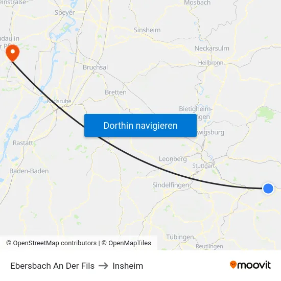Ebersbach An Der Fils to Insheim map