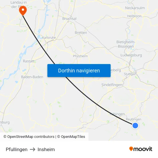Pfullingen to Insheim map