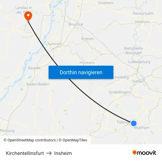 Kirchentellinsfurt to Insheim map
