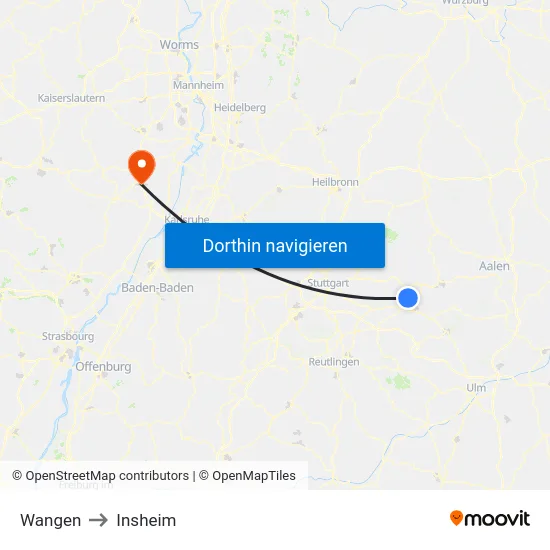 Wangen to Insheim map