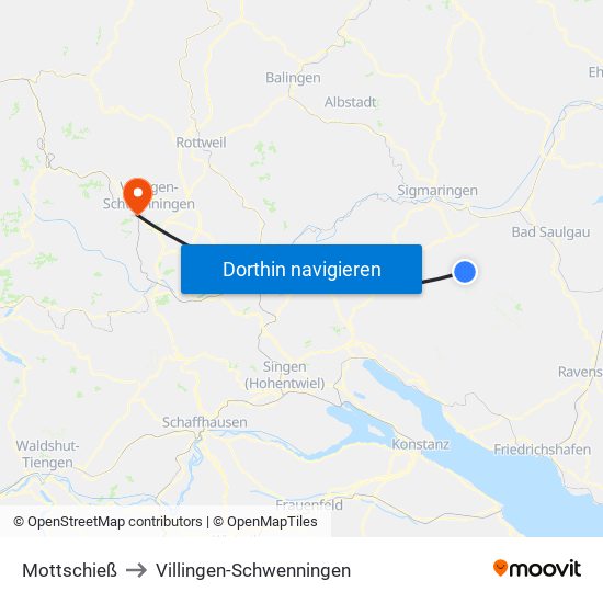 Mottschieß to Villingen-Schwenningen map