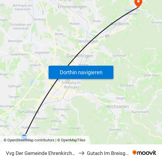 Vvg Der Gemeinde Ehrenkirchen to Gutach Im Breisgau map