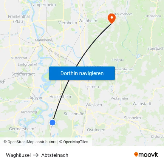 Waghäusel to Abtsteinach map