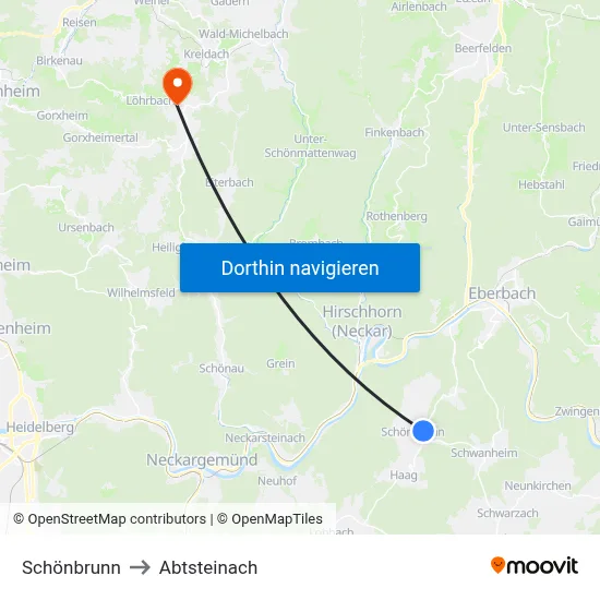 Schönbrunn to Abtsteinach map