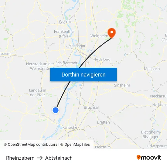 Rheinzabern to Abtsteinach map