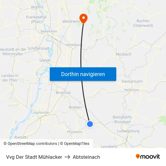 Vvg Der Stadt Mühlacker to Abtsteinach map