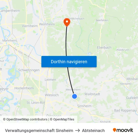 Verwaltungsgemeinschaft Sinsheim to Abtsteinach map
