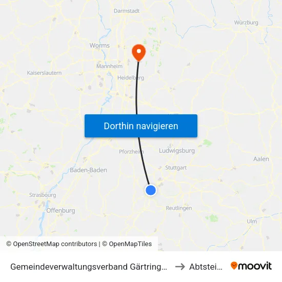 Gemeindeverwaltungsverband Gärtringen/Ehningen to Abtsteinach map