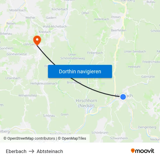 Eberbach to Abtsteinach map