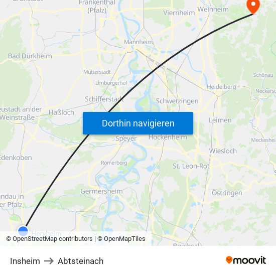 Insheim to Abtsteinach map