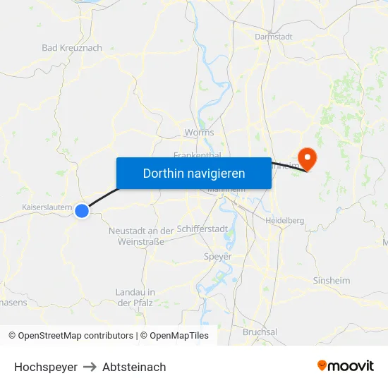 Hochspeyer to Abtsteinach map