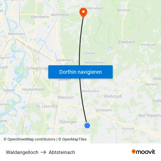 Waldangelloch to Abtsteinach map