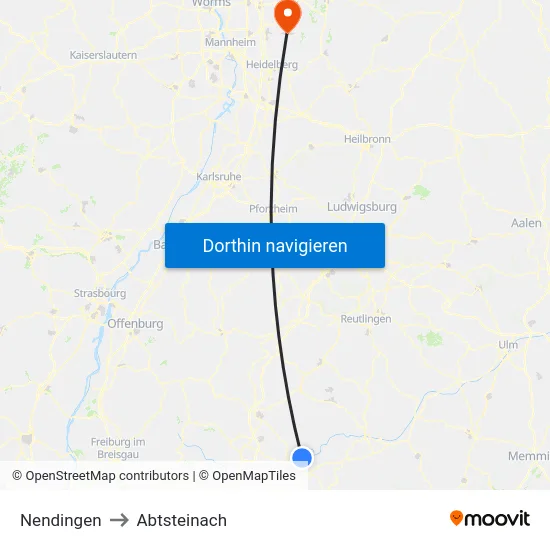 Nendingen to Abtsteinach map
