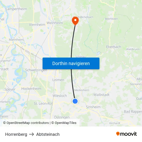 Horrenberg to Abtsteinach map