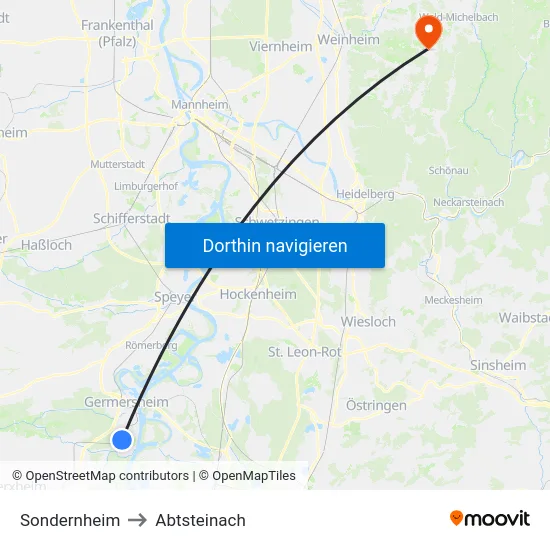 Sondernheim to Abtsteinach map