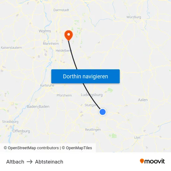 Altbach to Abtsteinach map