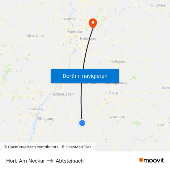 Horb Am Neckar to Abtsteinach map
