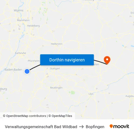 Verwaltungsgemeinschaft Bad Wildbad to Bopfingen map