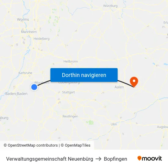 Verwaltungsgemeinschaft Neuenbürg to Bopfingen map