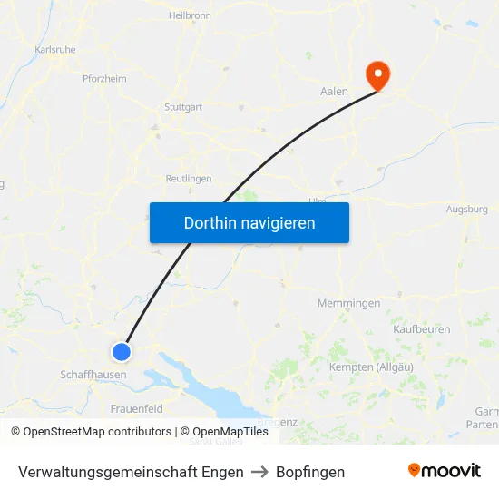 Verwaltungsgemeinschaft Engen to Bopfingen map
