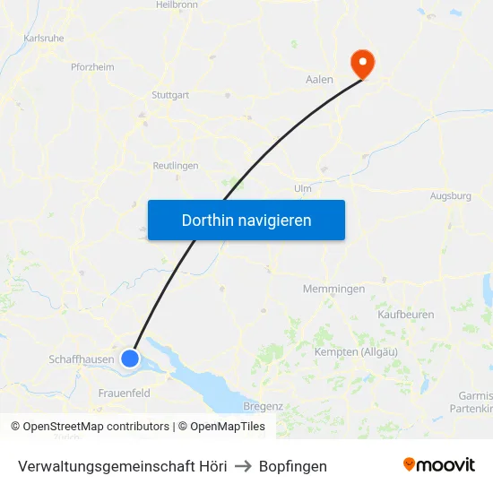 Verwaltungsgemeinschaft Höri to Bopfingen map