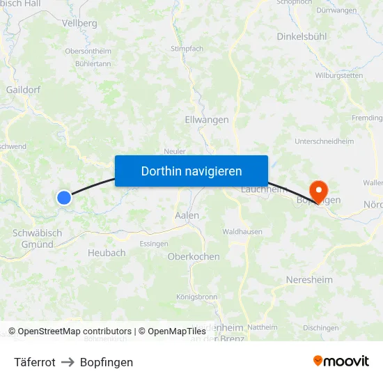 Täferrot to Bopfingen map
